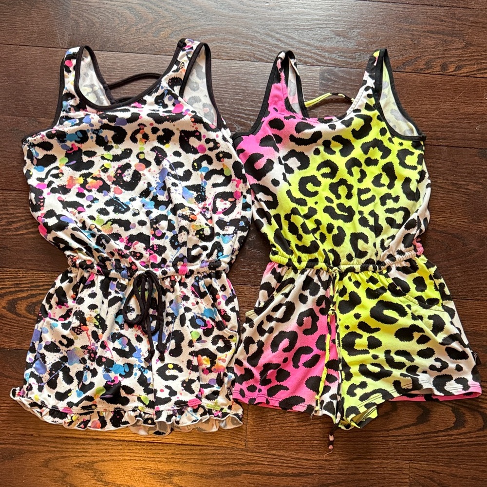 Vibrant Leopard Print Kids Romper Set